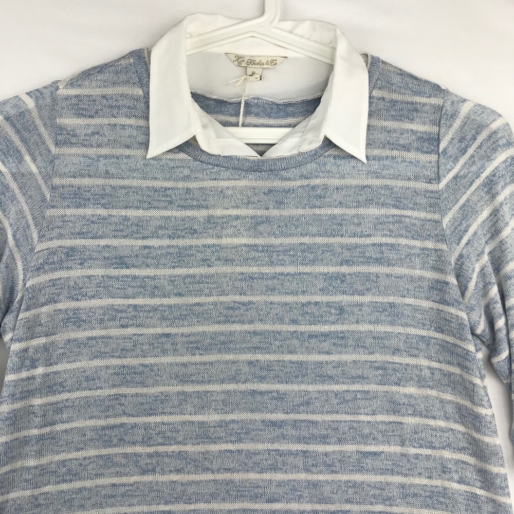 Khakis & Co Striped Sweater Blouse Duet Blue White